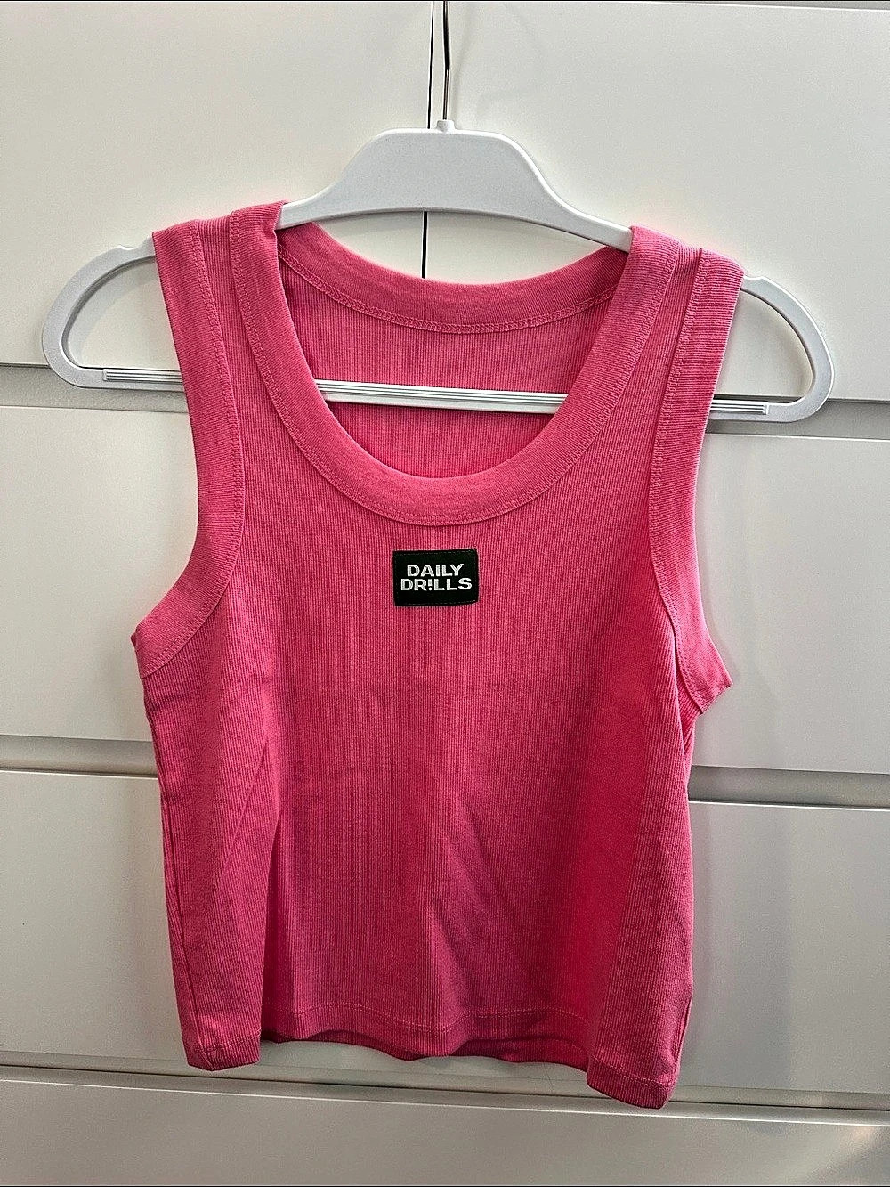 Daily Drills Logo Ribbed Tank Top Pink Medium